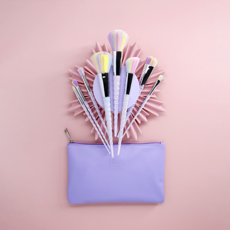 ilū basic Zestaw 8 pędzli do makijażu + etui, Unicorn 
