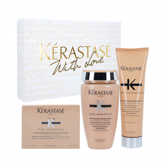 KÉRASTASE CURL MANIFESTO Setti kiharille hiuksille Kylpyamme 250 ml + Naamio 200 ml + Voide 150 ml