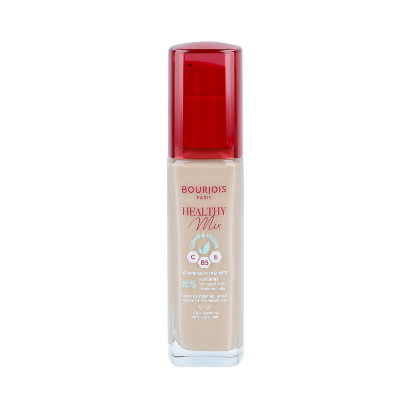 BOURJOIS HEALTHY MIX VEGAN Anti Fatigue Foundation 051W Light Vanilla 30ml