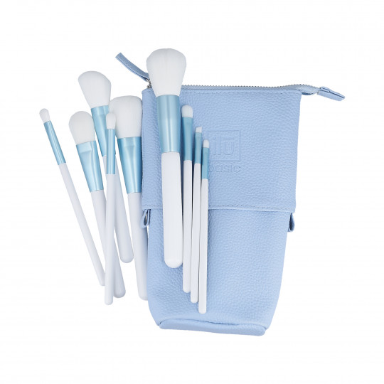 ilū basic Set di 9 pennelli trucco + astuccio, Blu