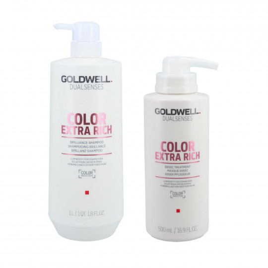 GOLDWELL Dualsenses Color Extra Rich Brilliance Shampoo 1000ml + 60Sec Treatment 500ml Set 