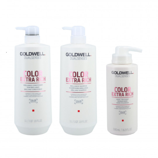GOLDWELL DUALSENSES COLOR EXTRA RICH shampoo 1000 ml + hoitoaine 1000 ml + hoitoaine 500 ml