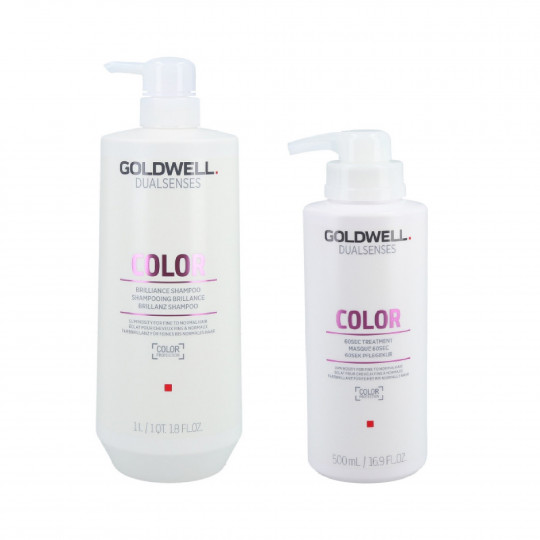 GOLDWELL Dualsenses Color Brilliance Shampoo 1000ml + 60Sec Treatment 500ml Set 