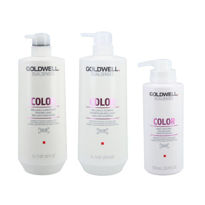 GOLDWELL DUALSENSES COLOR Shampoo 1000 ml + Hoitoaine 1000 ml + Hoitoaine 500 ml