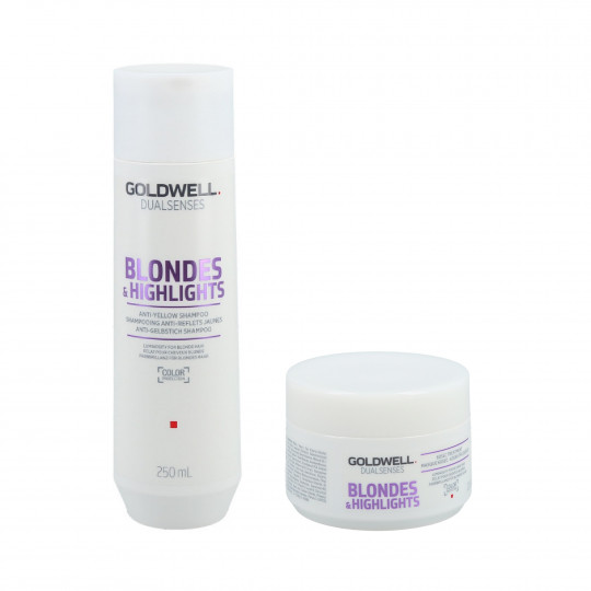 GOLDWELL Dualsenses Blondes & Highlights Anti-Yellow Shampoo 250ml + 60Sec Treatment 200ml Set 