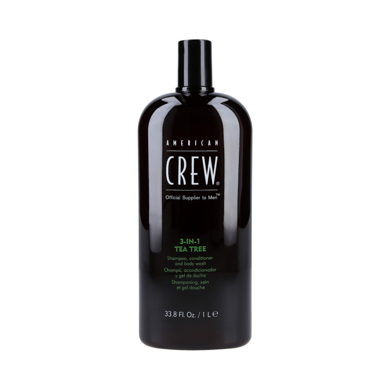 AMERICAN CREW TEA TREE Shampoo per capelli, balsamo e bagnoschiuma 3 in 1 1000ml