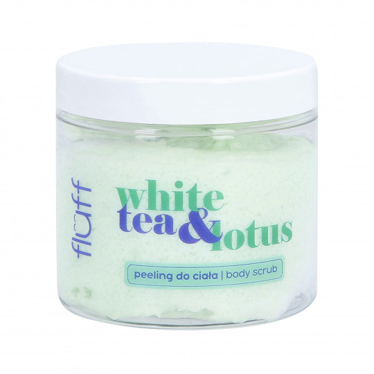 FLUFF PEELING WHITE TEA&LOTUS Körperpeeling mit dem Duft von weißem Tee und Lotus, 160 ml