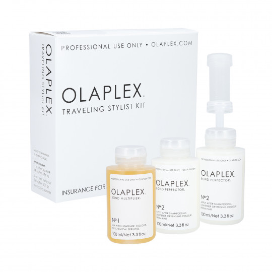 OLAPLEX Traveling Stylist Kit Sæt til professionel hårregenerering No.1 100ml + 2x No.2 100ml