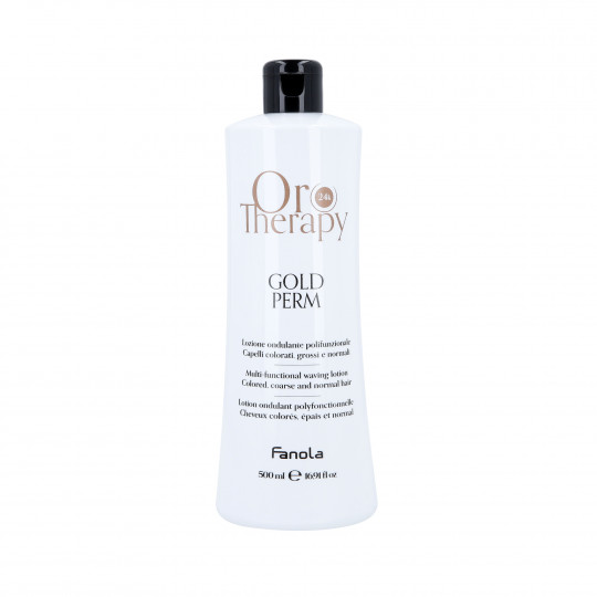 FANOLA ORO THERAPY GOLD PERM Többfunkciós folyadék festett vastag és normál haj hullámosítására 500 ml