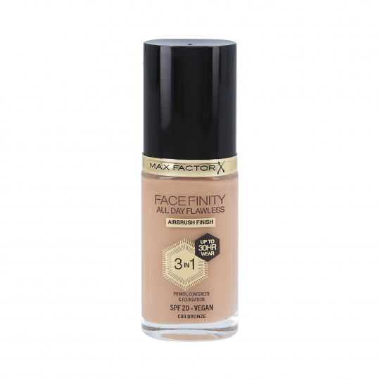 MAX FACTOR FACEFINITY ALL FAY FLAWLESS 3in1 30H Facial foundation SPF20 C80 BRONZE 30ml