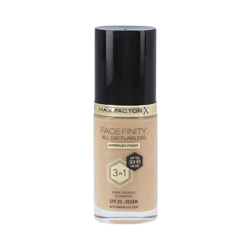 MAX FACTOR FACEFINITY ALL DAY FLAWLESS 3in1 30H Foundation SPF20 W76 WARM GOLDEN 30ml
