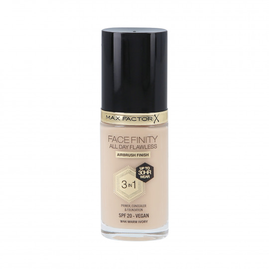 MAX FACTOR FACEFINITY ALL DAY FLAWLESS 3in1 30H Foundation SPF20 W44 WARM IVORY 30ml