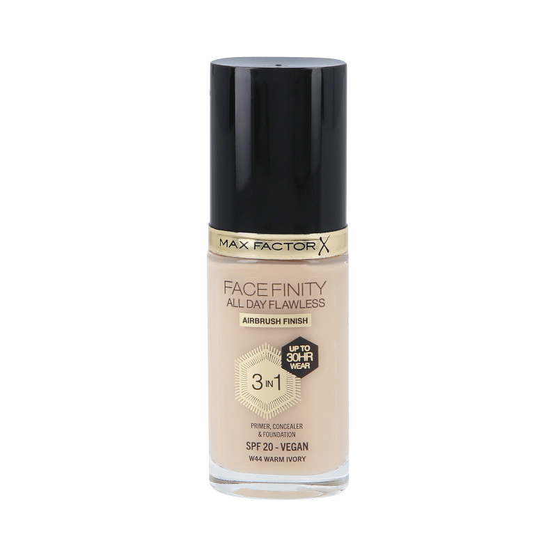 MAX FACTOR FACEFINITY ALL DAY FLAWLESS 3w1 30H Podkład do twarzy SPF20 W44 WARM IVORY 30ml