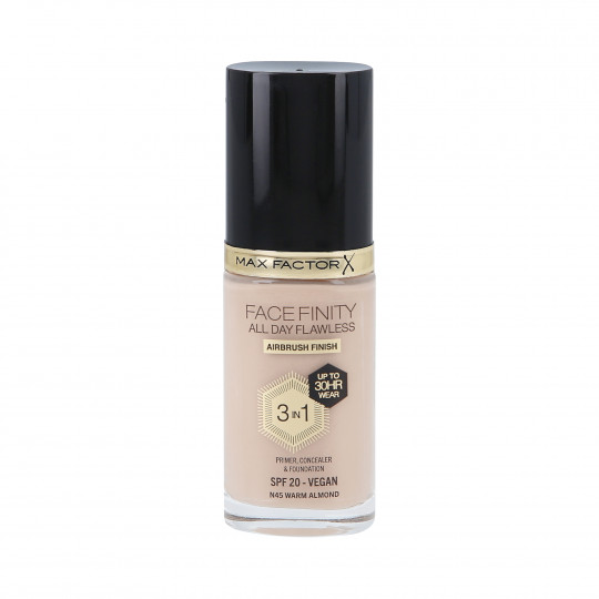 MAX FACTOR FACEFINITY ALL DAY FLAWLESS 3in1 30H Foundation SPF20 N45 WARM ALMOND 30ml