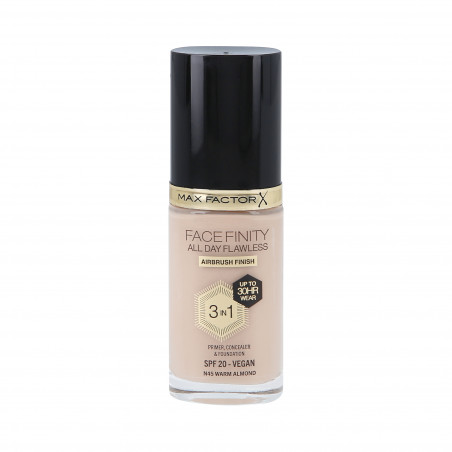 MAX FACTOR FACEFINITY ALL DAY FLAWLESS 3in1 30H Foundation SPF20 N45 WARM ALMOND 30ml