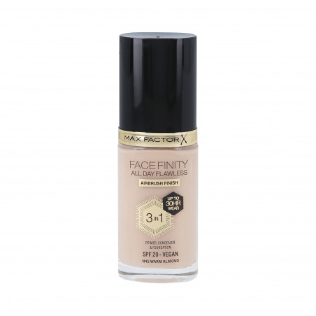 MAX FACTOR FACEFINITY ALL DAY FLAWLESS 3w1 30H Podkład do twarzy SPF20 N45 WARM ALMOND 30ml - 1 MAX FACTOR FACEFINITY ALL DAY FLAWLESS 3w1 30H Podkład do twarzy SPF20 N45 WARM ALMOND 30ml - 1