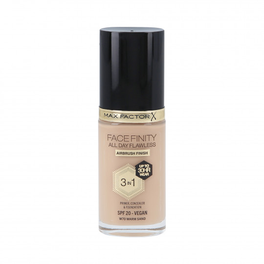 MAX FACTOR FACEFINITY ALL DAY FLAWLESS 3in1 30H Foundation SPF20 W70 WARM SAND 30ml