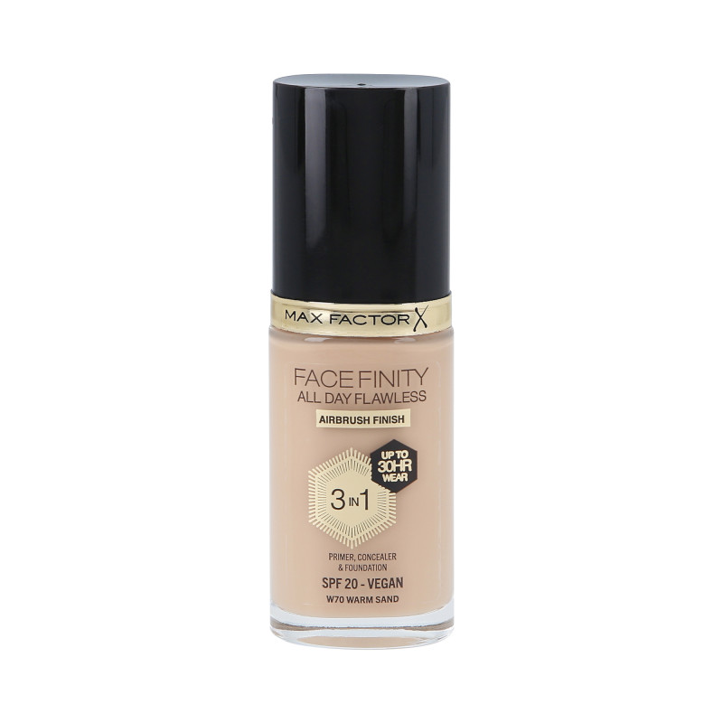 MAX FACTOR FACEFINITY HELE DAGEN FEJLFRI 3i1 30H Facial foundation SPF20 W70 VARMT SAND 30ml