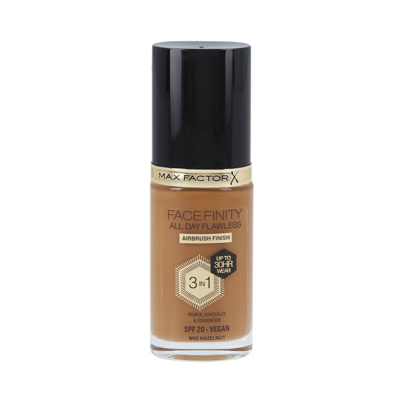 MAX FACTOR FACEFINITY HELE DAGEN FEJLFRI 3i1 30H Facial foundation SPF20 W95 HASSELNØD 30ml