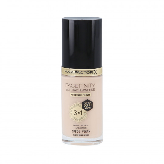 MAX FACTOR FACEFINITY ALL DAY FLAWLESS 3in1 30H Foundation SPF20 N32 LIGHT BEIGE 30ml