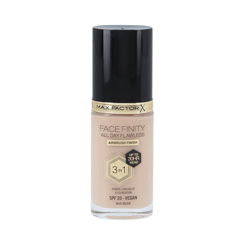 MAX FACTOR FACEFINITY ALL DAY FLAWLESS 3w1 30H Podkład do twarzy SPF20 N55 BEIGE 30ml