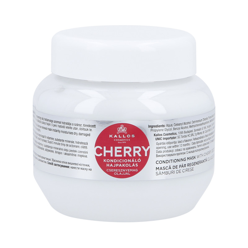 KALLOS KJMN CHERRY Máscara para cabelos danificados com óleo de semente de cereja 275ml