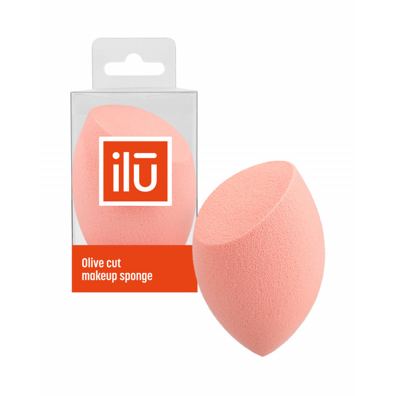 ilū Olive Cut Makeup Sponge, Orange