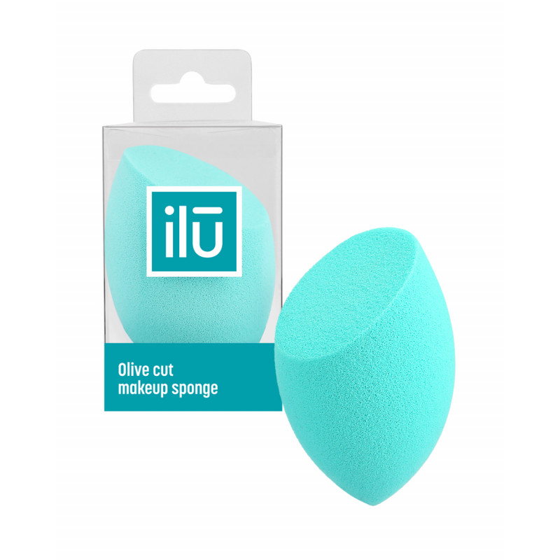 ilū Olive Cut Makeup Sponge, Turquoise