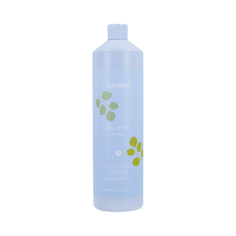 ECHOSLINE BALANCE PURIFICANTE Shampoo de limpeza vegano para cabelos com caspa 1000ml