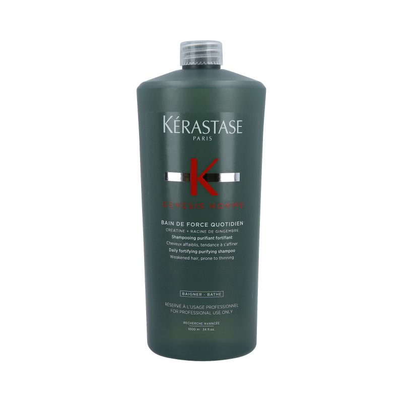 KÉRASTASE GENESIS HOMME BAIN DE FORCE QUOTIDIEN Bain nettoyant et fortifiant pour cheveux clairsemés 1000ml