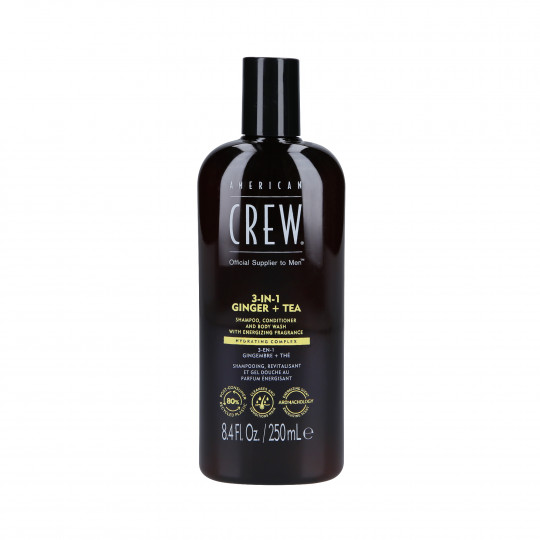 AMERICAN CREW 3-IN-1 GINGER&TEA Shampoo, conditioner and shower gel in one with the scent of ginger and tea 250ml