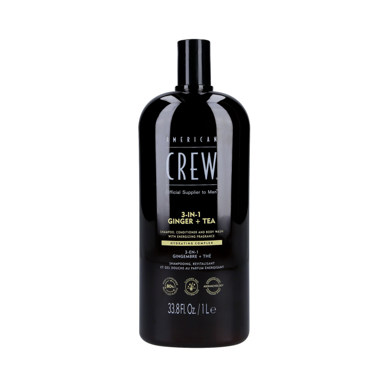 AMERICAN CREW 3-IN-1 GINGER&TEA Szampon, odżywka i żel pod prysznic w jednym o zapachu imbiru i herbaty 1000ml