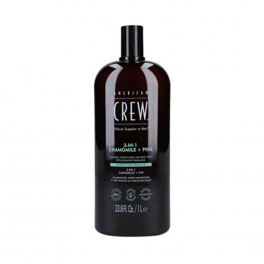 AMERICAN CREW 3-IN-1 CHAMOMILE&PINE Šampón, kondicionér a sprchový gél v jednom s vôňou harmančeka a borovice 1000ml