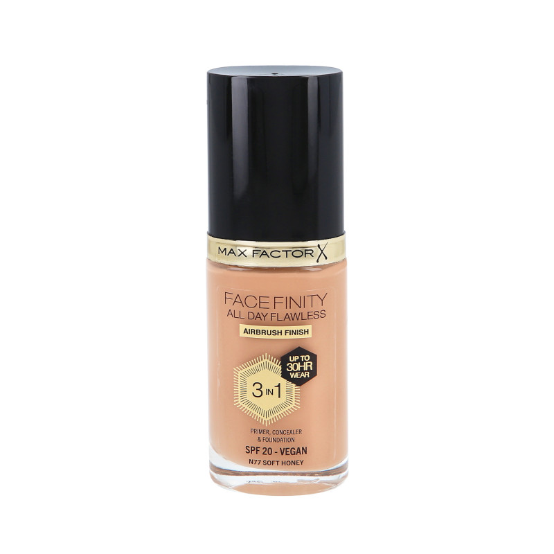 MAX FACTOR FACEFINITY HELE DAGEN FEJLFRI 3i1 30H Facial foundation SPF20 N77 BLØD HONNING 30ml