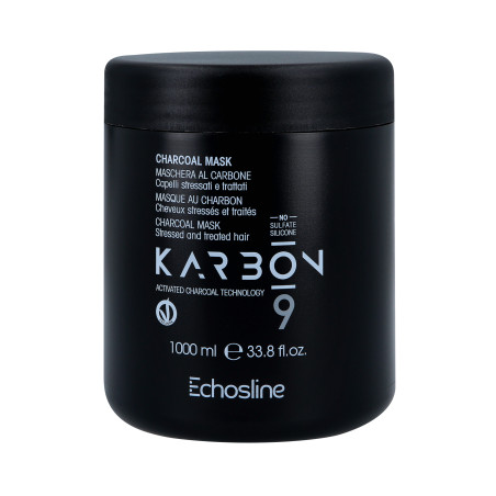 ECHOSLINE KARBON 9 CHARCOAL VEGAN ORGANIC Maschera vegana rigenerante intensiva per capelli danneggiati 1000ml - 1 ECHOSLINE KARBON 9 CHARCOAL VEGAN ORGANIC Maschera vegana rigenerante intensiva per capelli danneggiati 1000ml - 1
