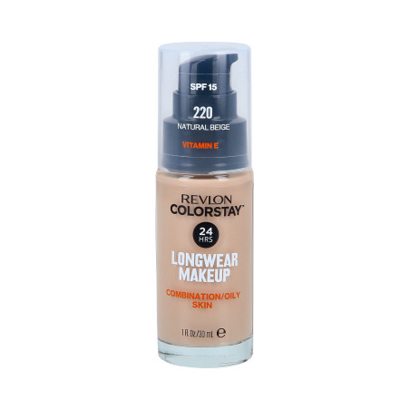 REVLON COLORSTAY Podkład z pompką do skóry tłustej i mieszanej 220 Natural Beige 30ml - 1 REVLON COLORSTAY Podkład z pompką do skóry tłustej i mieszanej 220 Natural Beige 30ml - 1