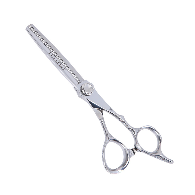 LUSSONI STELLAR SERIE Professionelle Friseurschere (Silber): Effilierschere 6″, Schneideschere 5,5″ + Etui
