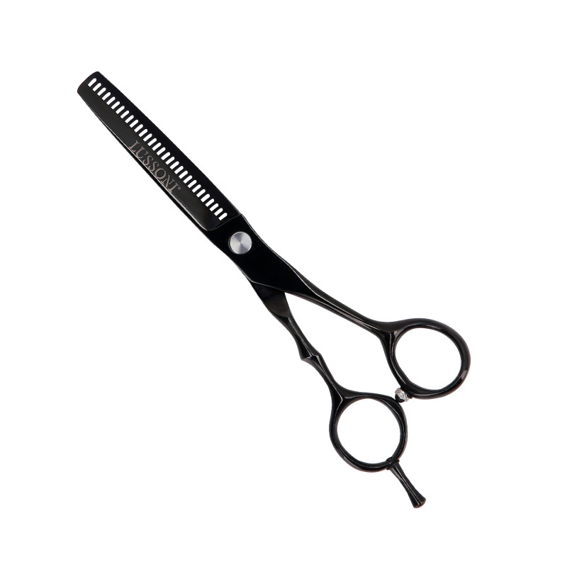 LUSSONI ECLIPSE SERIE Professionelle Friseurschere (schwarz): Effilierschere 6″, Schneideschere 5,5″ + Etui