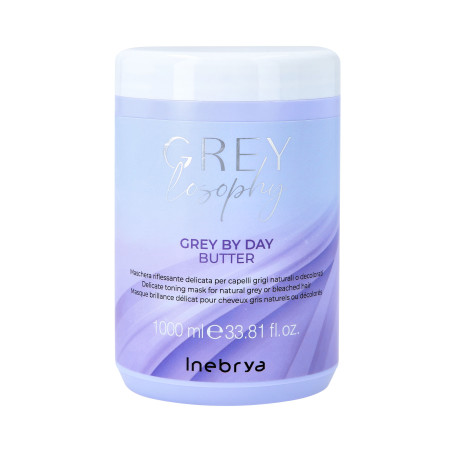 INEBRYA GREYLOSOPHY GREY BY DAY Rozświetlająca maska do włosów siwych i rozjaśnianych 1000ml - 1