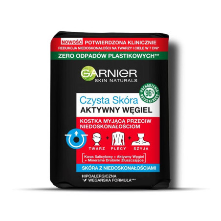GARNIER SKIN NATURALS CZYSTA SKÓRA Kostka myjąca przeciw niedoskonałościom z aktywnym węglem 100g - 1 GARNIER SKIN NATURALS CZYSTA SKÓRA Kostka myjąca przeciw niedoskonałościom z aktywnym węglem 100g - 1