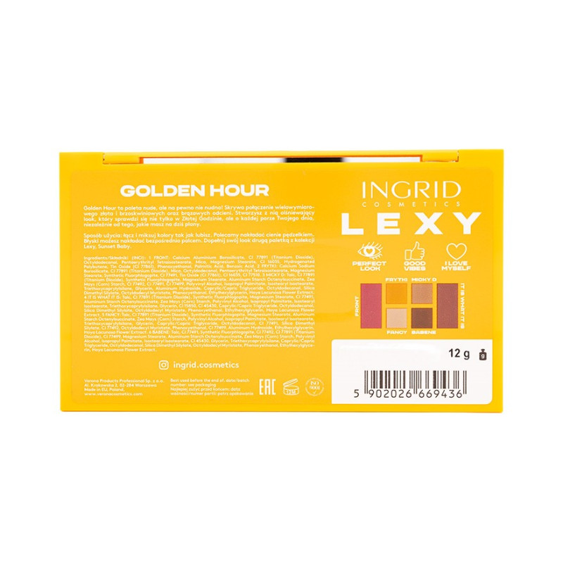 INGRID COSMETICS LEXY Paleta cieni, Golden Hour 12g - 2