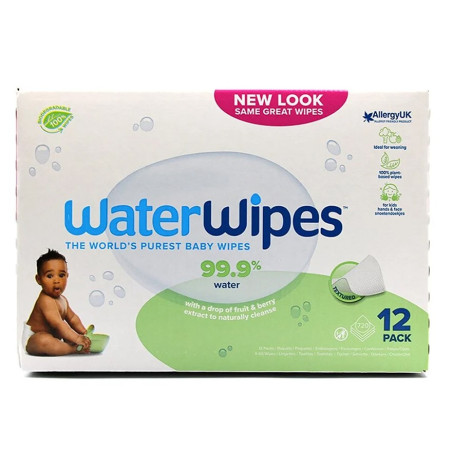 WATERWIPES BIO Chusteczki nawilżane wodą 12x60szt - 1 WATERWIPES BIO Chusteczki nawilżane wodą 12x60szt - 1