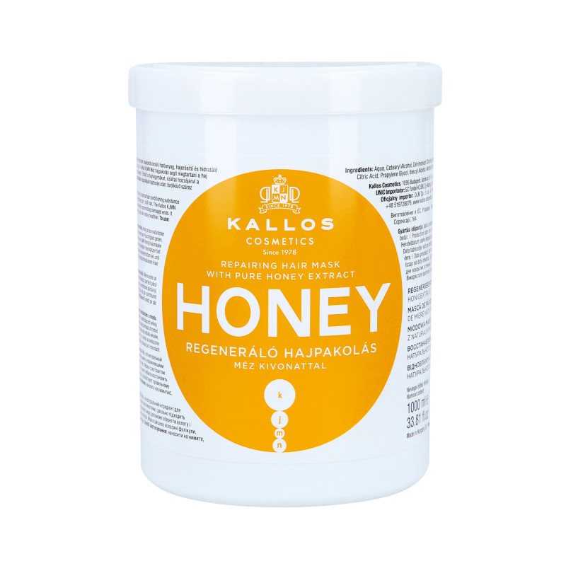 KALLOS KJMN Honey Odbudowująca maska do włosów z miodem 1000ml - 1