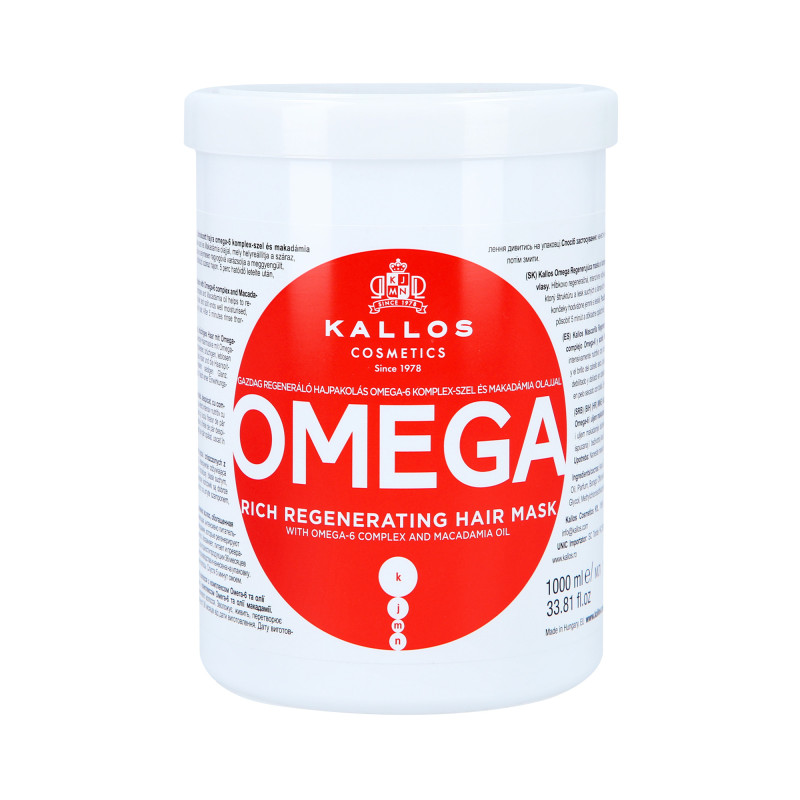 KALLOS KJMN OMEGA Maska z kompleksem Omega-6  i olejkiem makadamia 1000ml - 1