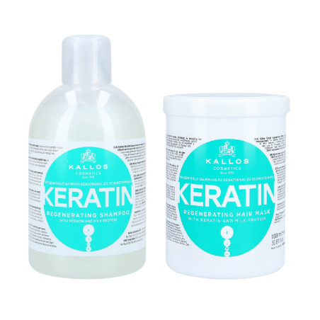 KALLOS KJMN Keratin zestaw wzmacniający szampon 1000ml + maska 1000ml - 1 KALLOS KJMN Keratin zestaw wzmacniający szampon 1000ml + maska 1000ml - 1