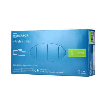 MERCATOR MEDICAL NITRYLEX CLASSIC Rękawiczki nitrylowe, jednorazowe, niebieskie, 100szt. rozm. S - 1 MERCATOR MEDICAL NITRYLEX CLASSIC Rękawiczki nitrylowe, jednorazowe, niebieskie, 100szt. rozm. S - 1