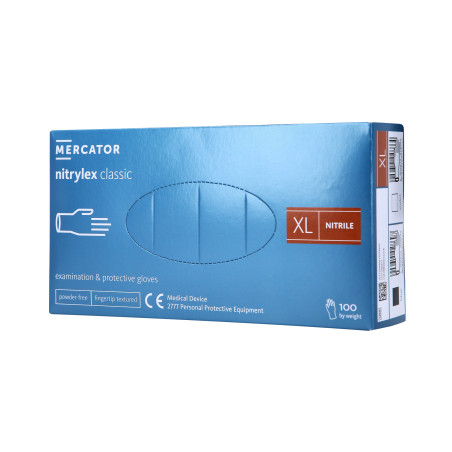 MERCATOR MEDICAL NITRYLEX CLASSIC Guanti in nitrile, monouso, blu, 100 pz. taglia XL - 1 MERCATOR MEDICAL NITRYLEX CLASSIC Guanti in nitrile, monouso, blu, 100 pz. taglia XL - 1