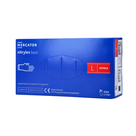 MERCATOR MEDICAL NITRYLEX BASIC Rękawiczki nitrylowe, jednorazowe, niebieskie, 100szt. rozm. L - 1 MERCATOR MEDICAL NITRYLEX BASIC Rękawiczki nitrylowe, jednorazowe, niebieskie, 100szt. rozm. L - 1