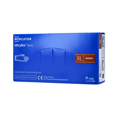 MERCATOR MEDICAL NITRYLEX BASIC Rękawiczki nitrylowe, jednorazowe, niebieskie, 100szt. rozm. XL - 1 MERCATOR MEDICAL NITRYLEX BASIC Rękawiczki nitrylowe, jednorazowe, niebieskie, 100szt. rozm. XL - 1