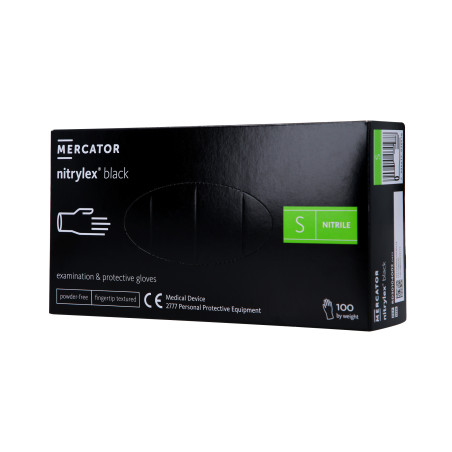 MERCATOR MEDICAL NITRYLEX Rękawiczki nitrylowe, jednorazowe, czarne, 100szt. rozm. S - 1 MERCATOR MEDICAL NITRYLEX Rękawiczki nitrylowe, jednorazowe, czarne, 100szt. rozm. S - 1